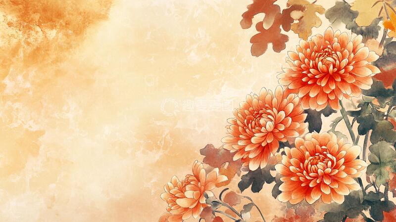 高清大图下载【趣麦麦图】牡丹背景画菊花壁纸壁画