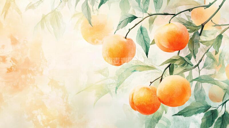 高清大图下载【趣麦麦图】-手绘黄桃壁纸