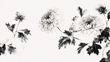 秋菊水墨菊花水墨手绘1