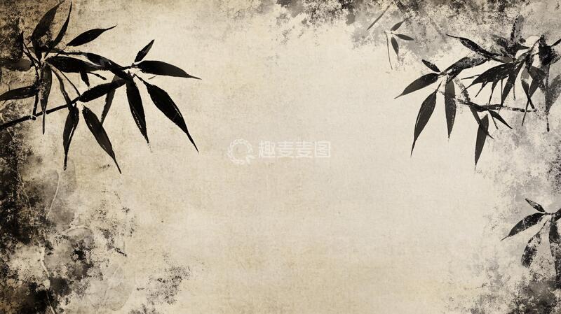 高清大图下载【趣麦麦图】墨竹壁画背景2