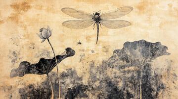 荷花蜻蜓装饰画