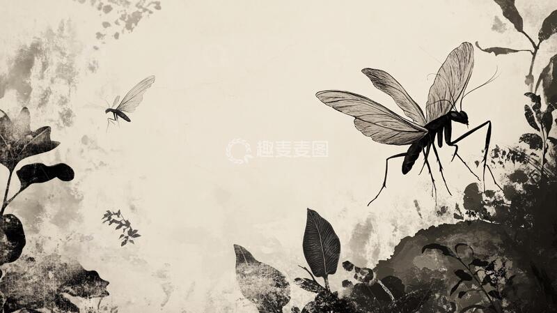 昆虫背景画背景壁纸意境