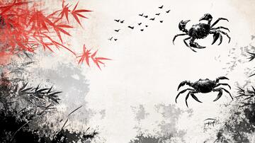 水墨山水水墨蟹