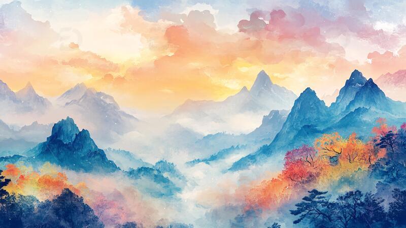 高清大图下载【趣麦麦图】唯美意境彩墨山水4