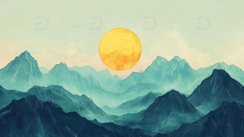 山意境插画插画意境日落