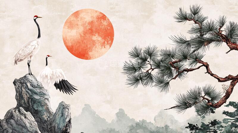 高清大图下载【趣麦麦图】新中式松鹤延年3