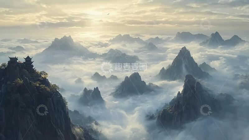 高清大图下载【趣麦麦图】云雾缭绕仙山梦境5