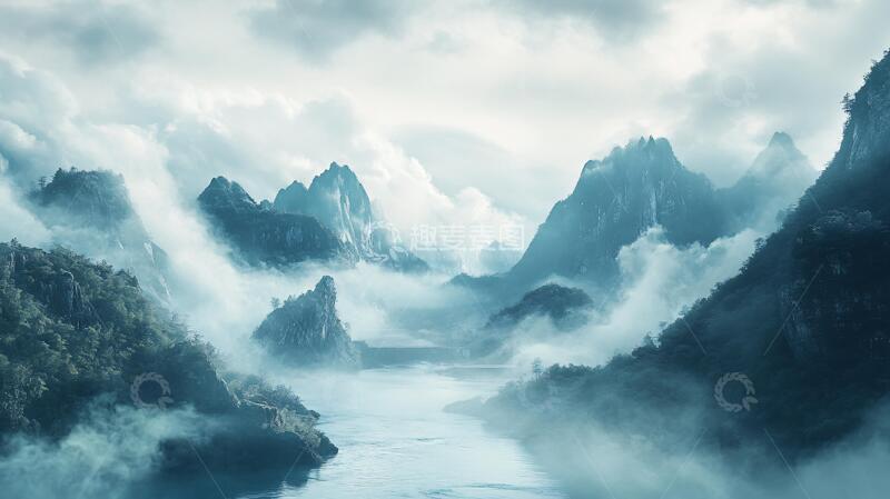 高清大图下载【趣麦麦图】云起乌江云雾意境壁纸