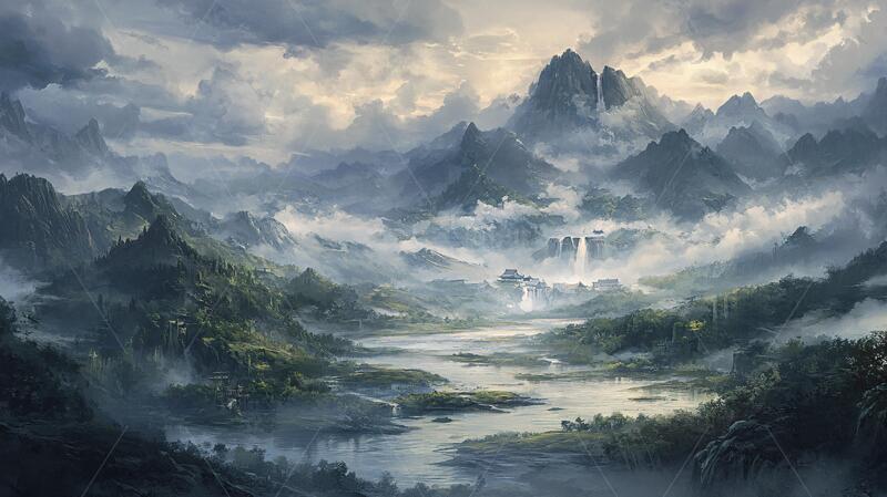 高清大图下载【趣麦麦图】古风山水场景11