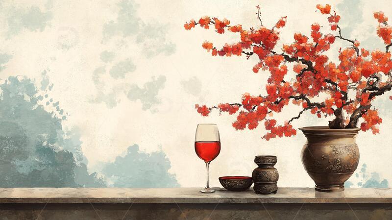 高清大图下载【趣麦麦图】酒装饰画插画手绘酒类