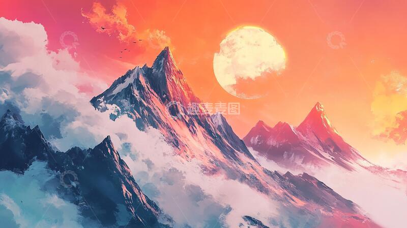 高清大图下载【趣麦麦图】插画图山插画1