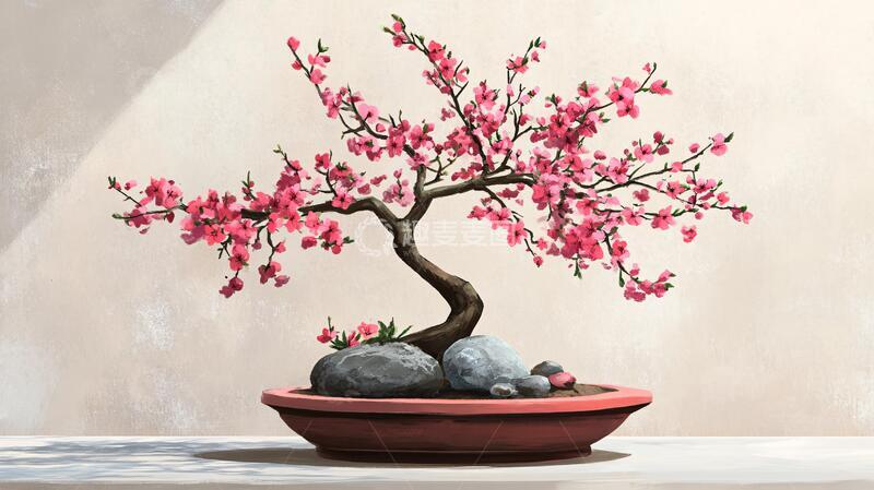 高清大图下载【趣麦麦图】画珐琅盆碧玺桃树盆景