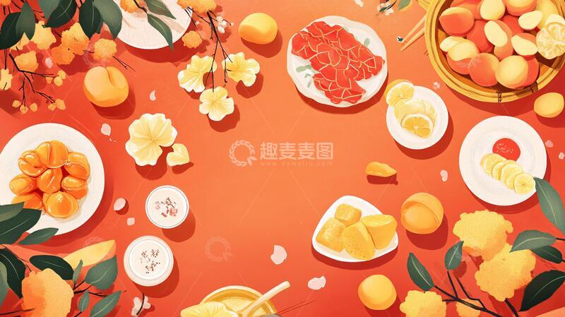 高清大图下载【趣麦麦图】干果场景插画