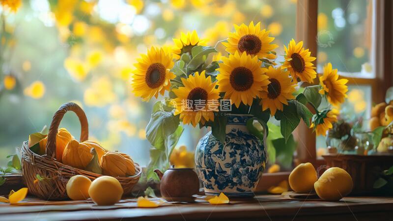 高清大图下载【趣麦麦图】客厅夏日向日葵1