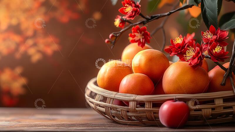 高清大图下载【趣麦麦图】柿事顺心水果背景果品
