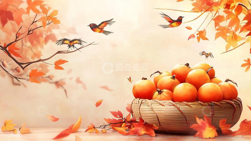 高清大图下载【趣麦麦图】春华秋实背景