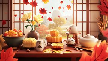 月饼场景月饼插画场景