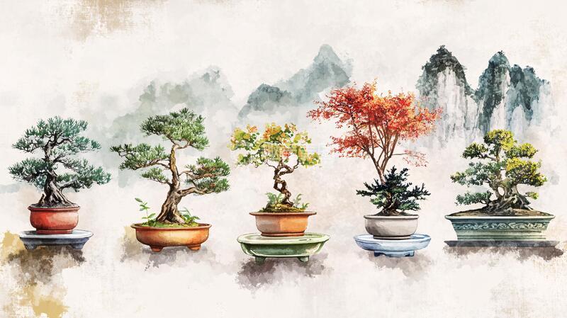 高清大图下载【趣麦麦图】画珐琅盆景盆景花盆中式