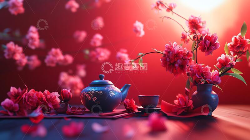 高清大图下载【趣麦麦图】新春茶话会素材1