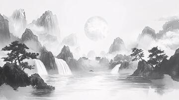 诗意古风水墨山水1