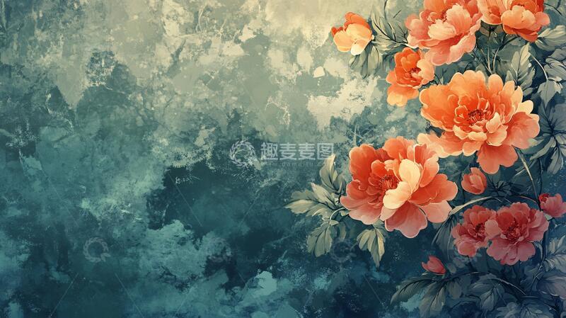 高清大图下载【趣麦麦图】牡丹背景画壁画壁纸艺术