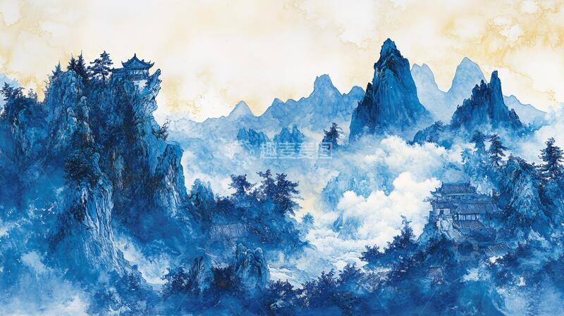 高清大图下载【趣麦麦图】天界晓钟风景插画6