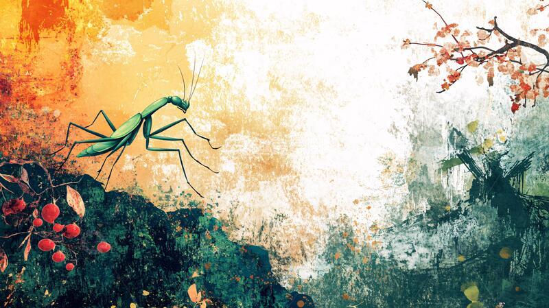 高清大图下载【趣麦麦图】螳螂墙画壁画螳螂壁纸
