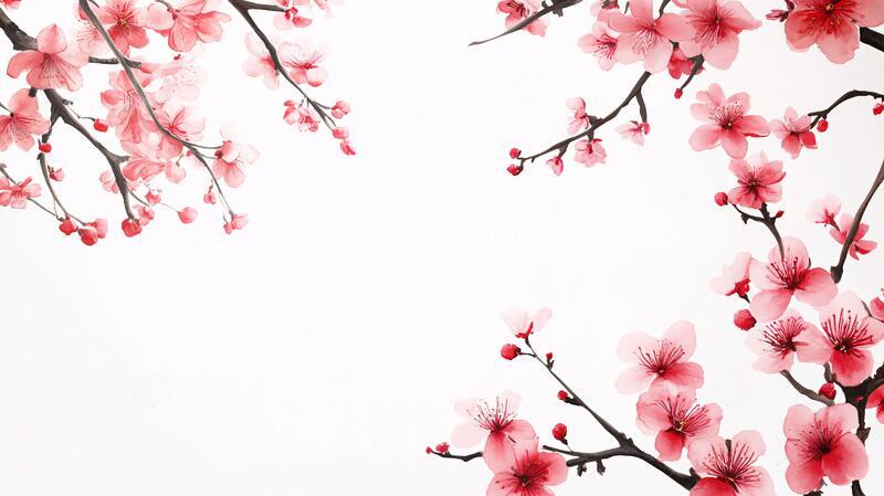 高清大图下载【趣麦麦图】手绘梅花背景墙
