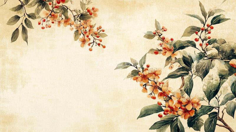 高清大图下载【趣麦麦图】火棘插画手绘插画枇杷