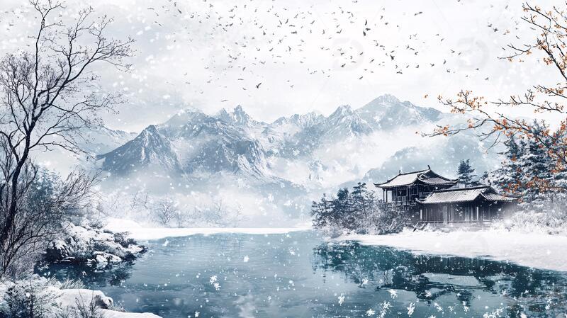 高清大图下载【趣麦麦图】雪景古风插画5