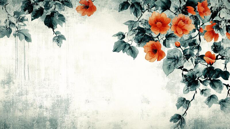 高清大图下载【趣麦麦图】石榴花壁画壁画水墨古风