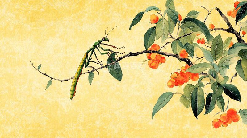 高清大图下载【趣麦麦图】古典枇杷古风画