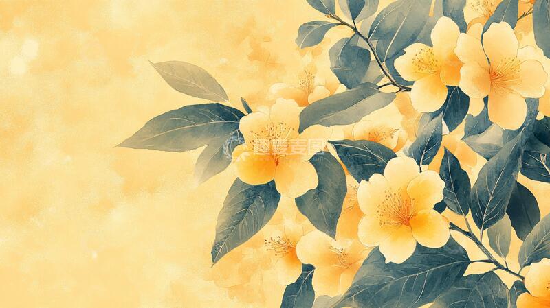 高清大图下载【趣麦麦图】橙漫山茶花横