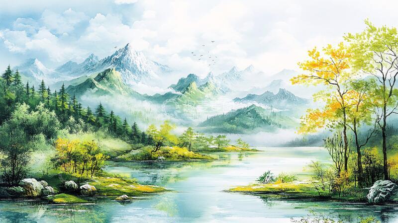 高清大图下载【趣麦麦图】宽屏风景画风光油画宽幅