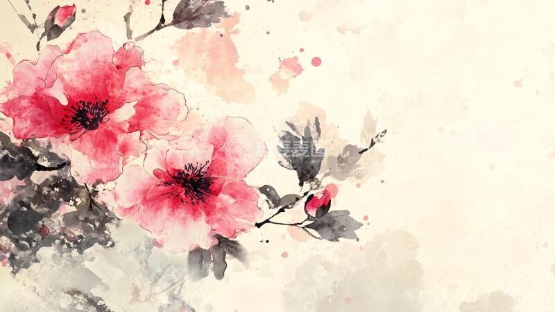 高清大图下载【趣麦麦图】水墨唯美桃花