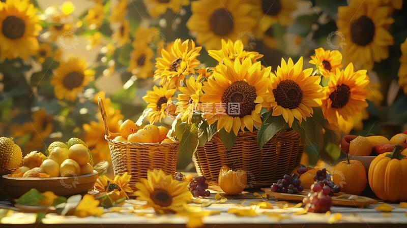 高清大图下载【趣麦麦图】丰收的向日葵