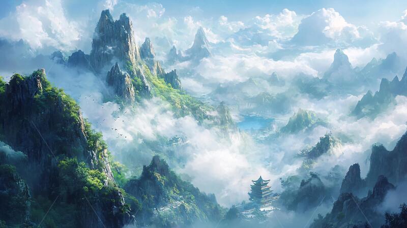 高清大图下载【趣麦麦图】仙侠场景场景古风云雾