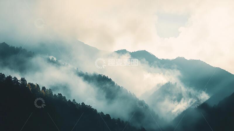 高清大图下载【趣麦麦图】森林云雾山岚