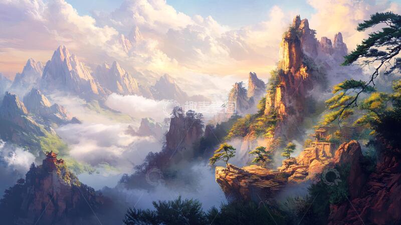 高清大图下载【趣麦麦图】唯美云山风景画2