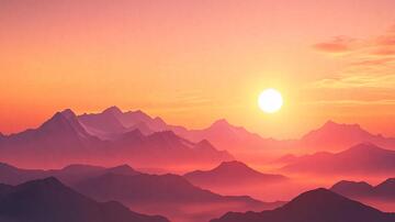 壮美大山日出全景