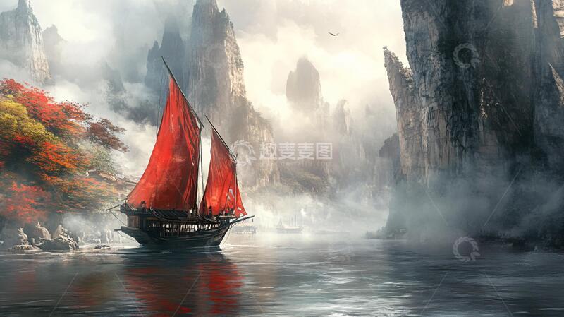 高清大图下载【趣麦麦图】一帆风顺背景3