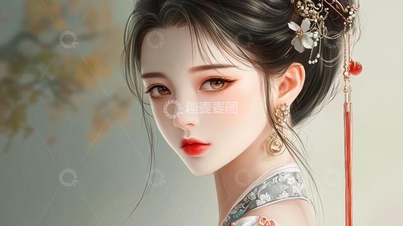 高清大图下载【趣麦麦图】板绘人像插画古风手绘