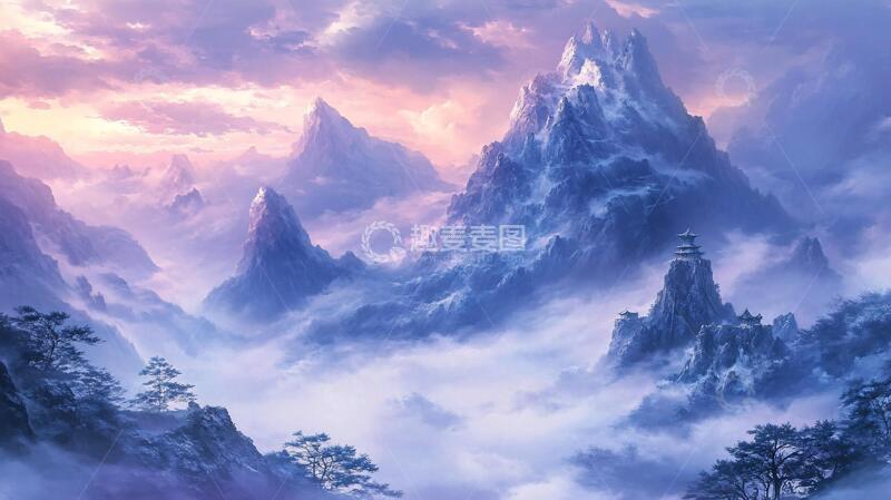 高清大图下载【趣麦麦图】天界晓钟风景插画5