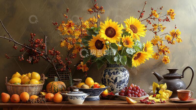 高清大图下载【趣麦麦图】花朵水果油画