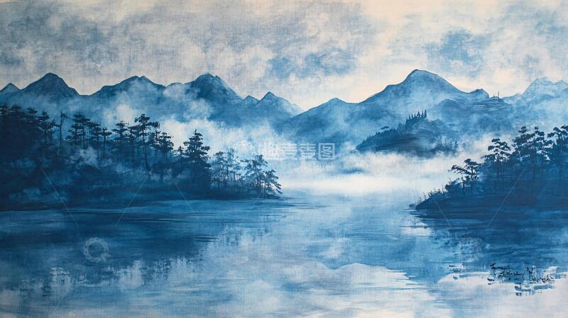 高清大图下载【趣麦麦图】山水风光禅意水彩画2
