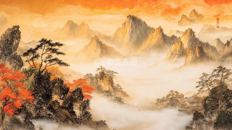 高清大图下载【趣麦麦图】鸿运当头水墨山水1