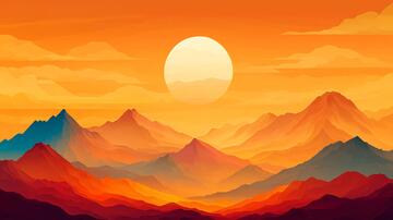 插画红日插画红日风景
