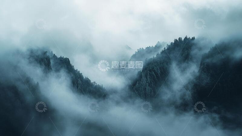 高清大图下载【趣麦麦图】森林云雾山岚2