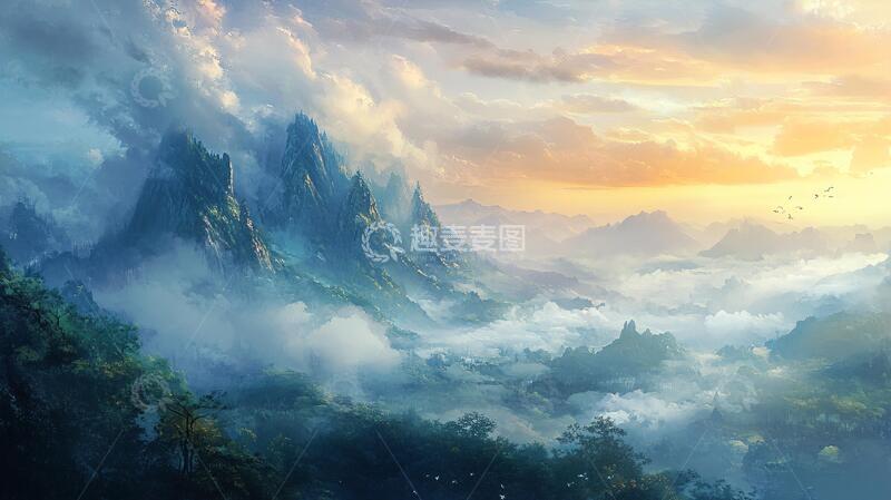 高清大图下载【趣麦麦图】唯美云山风景画3