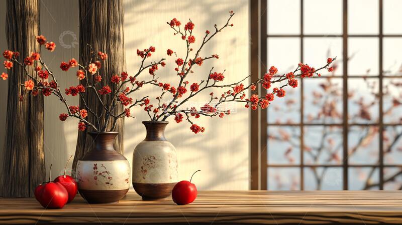 高清大图下载【趣麦麦图】禅意冬枝红果1